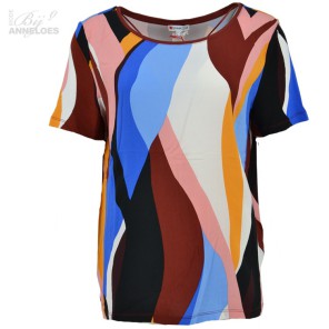 Shirt mat.mix print - Wijnrood blauw geel